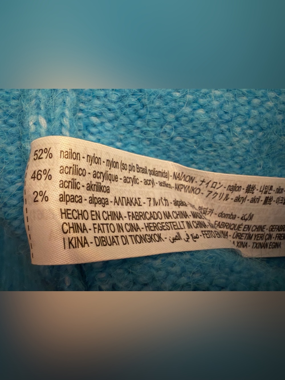 Zara Teal Blue Button-Up Women's Sweater Alpaca Blend Cardigan size Medium - Picture 5 of 5